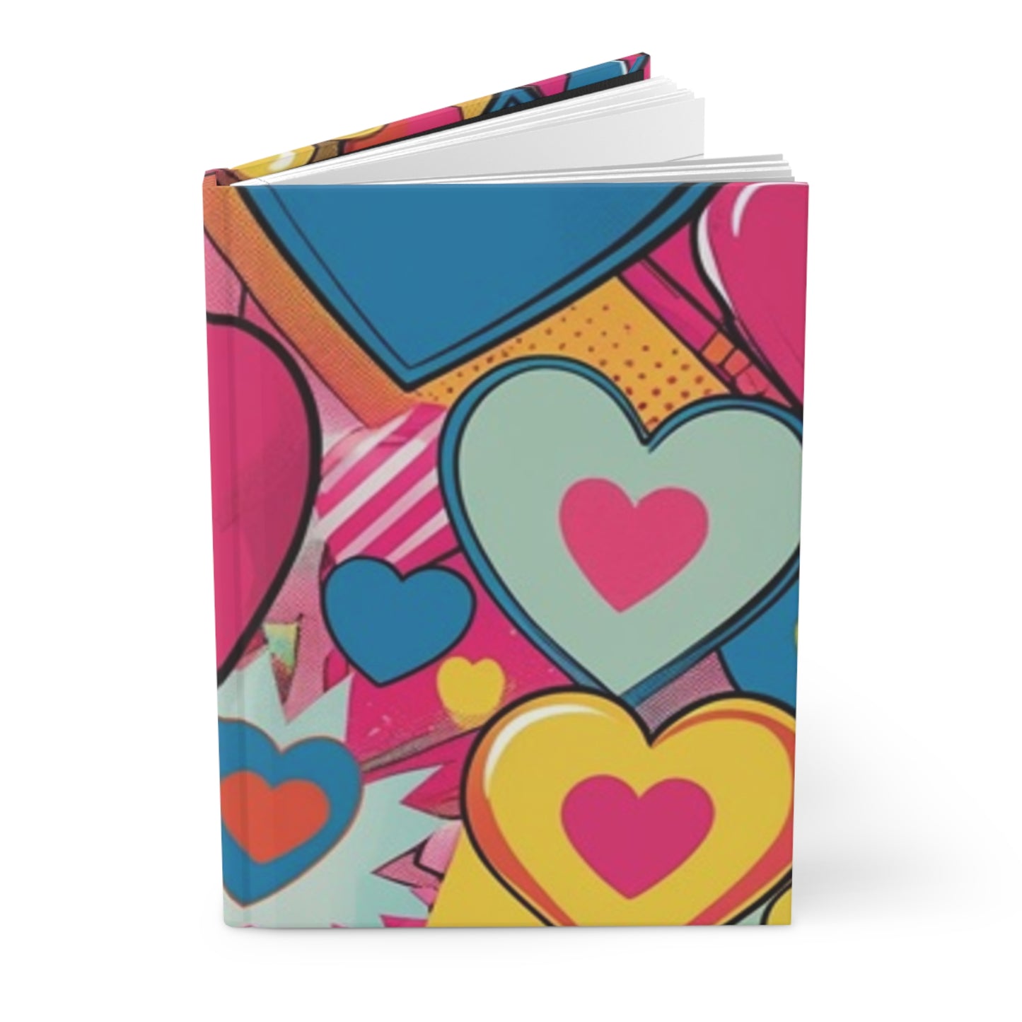 Cookie Cutter Heart Pattern Hardcover Journal - Cute Notebook for Writing, Gift for Teens, Valentine's, Art Journal, School Supplies