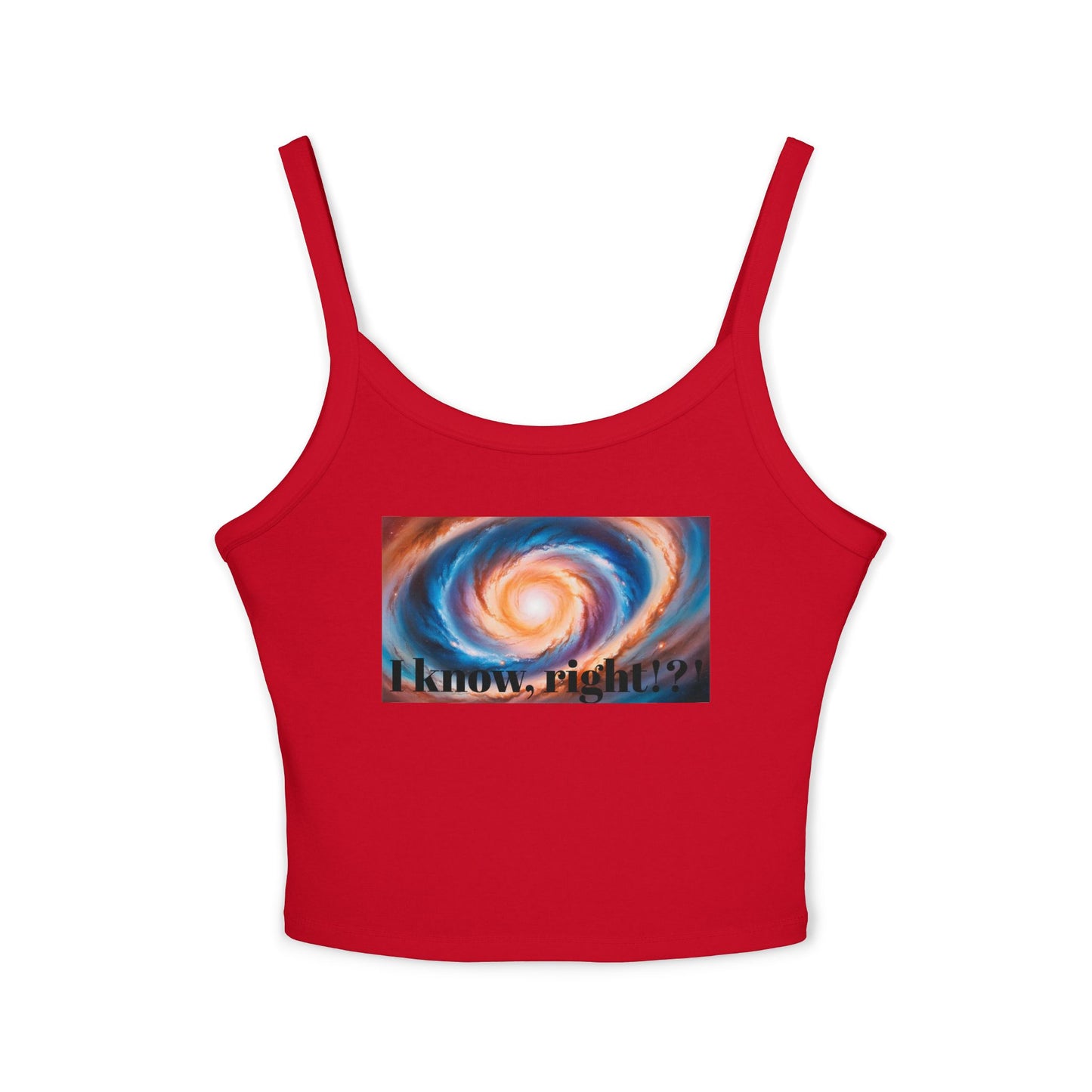 Galactic Vibes Women's Spaghetti Strap Tank Top, Casual Summer Wear, Fashionable Gift for Space Lovers, Perfect for Festivals, Lounge