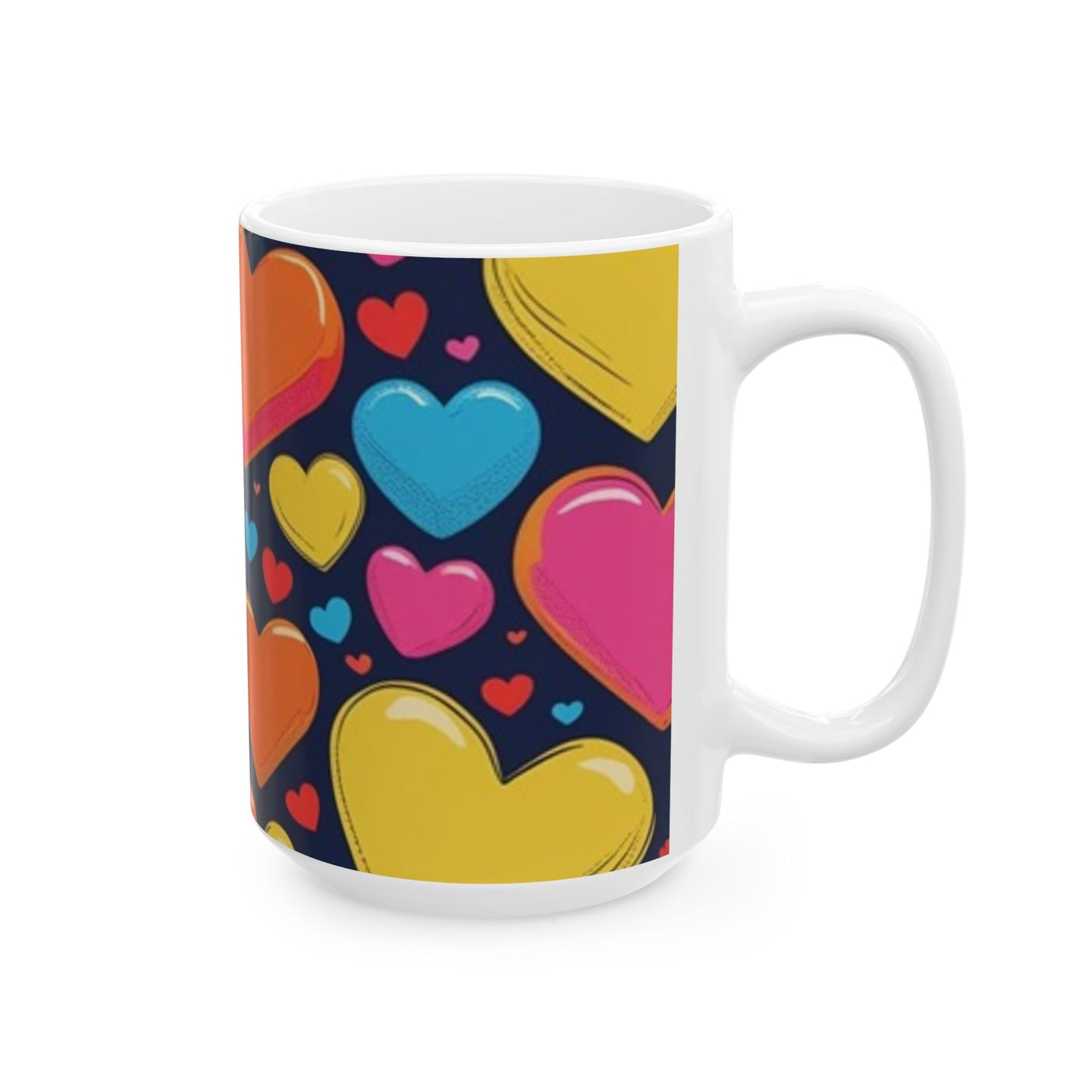 Cartoon Heart Design Ceramic Mug - Perfect for Valentine's Day, Gift Idea for Friends, Home Decor, Coffee Lover's Delight