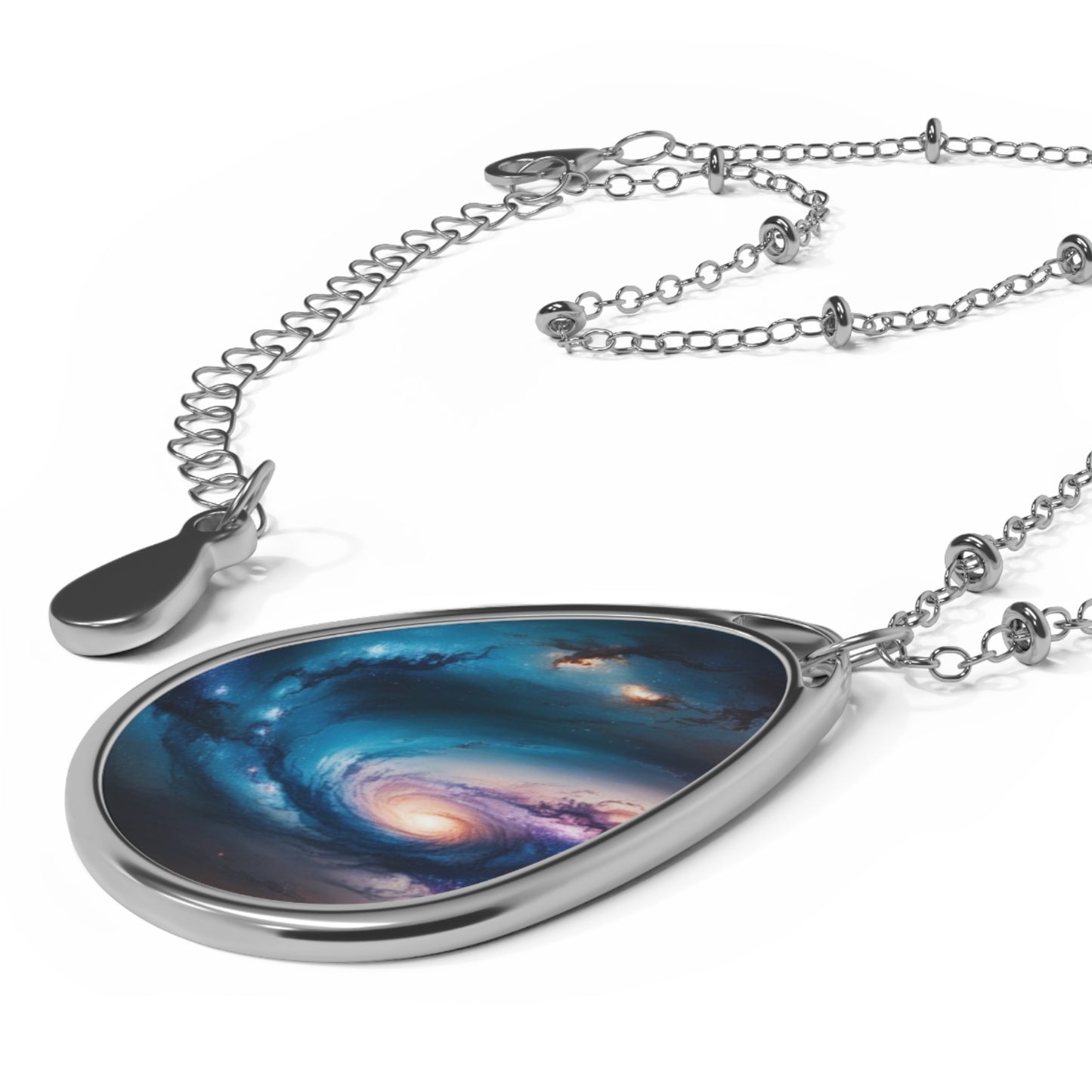 Galaxy-Inspired Oval Necklace for Cosmic Lovers | Dazzling Celestial Jewelry