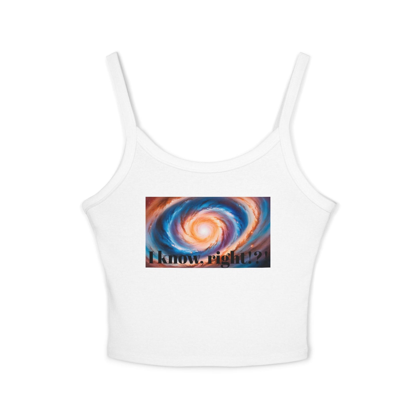 Galactic Vibes Women's Spaghetti Strap Tank Top, Casual Summer Wear, Fashionable Gift for Space Lovers, Perfect for Festivals, Lounge