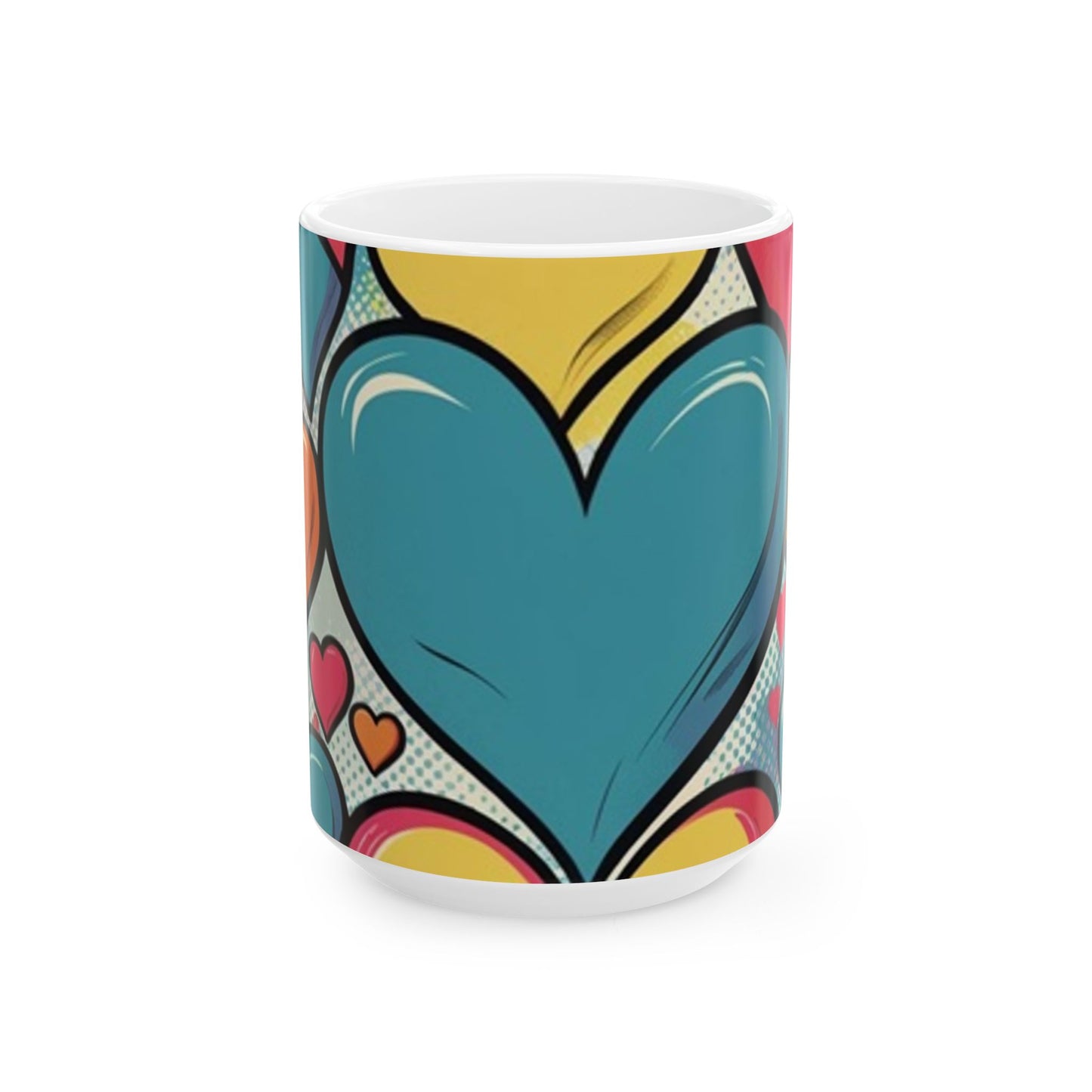 Comic Heart Design Ceramic Mug - Perfect for Valentine's Day, Gift Idea for Friends, Home Decor, Coffee Lover's Delight