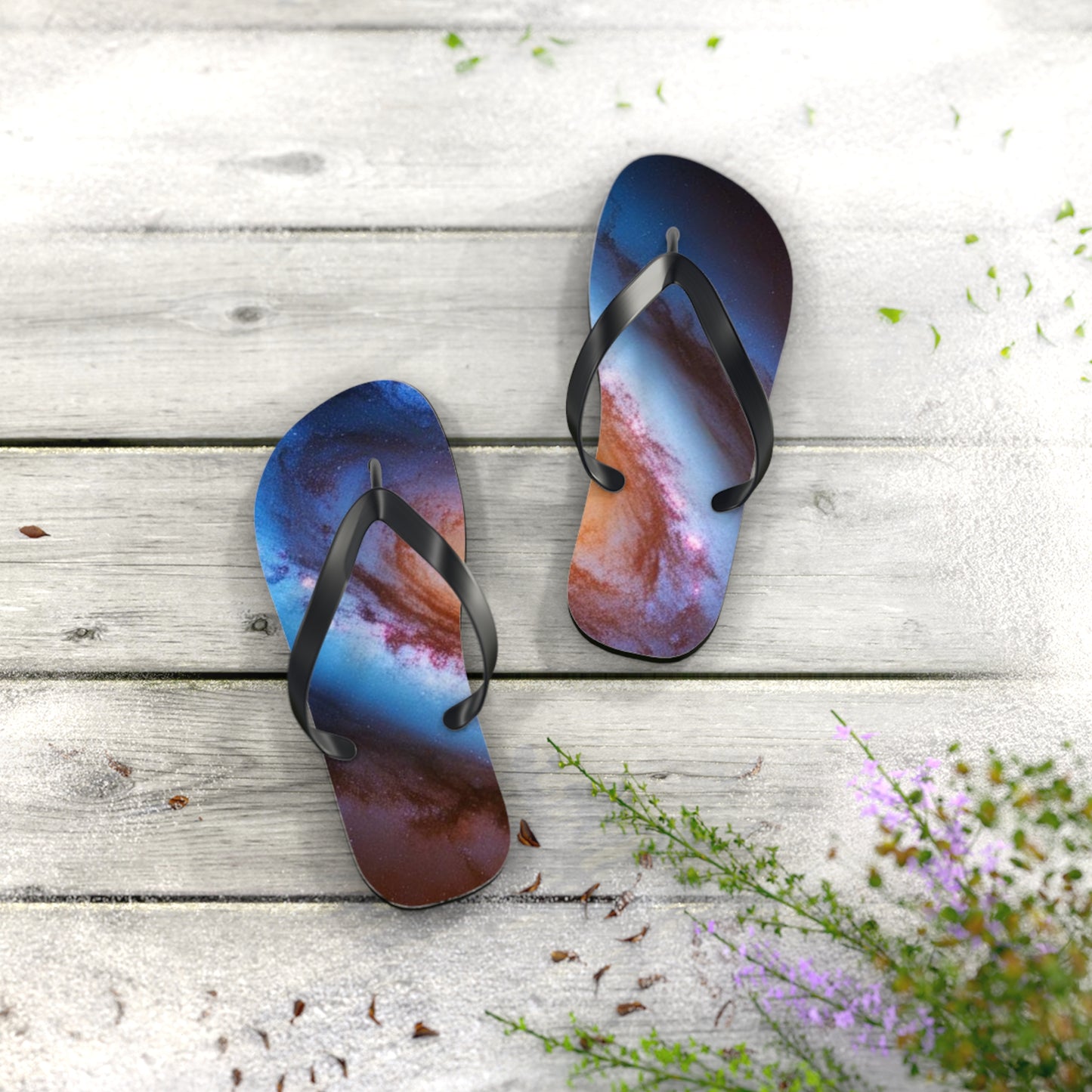 Milky Way Flip Flops - Summer Sandals for Beach, Vacation, Pool, Graphic Footwear, Unique Gift for Relaxation