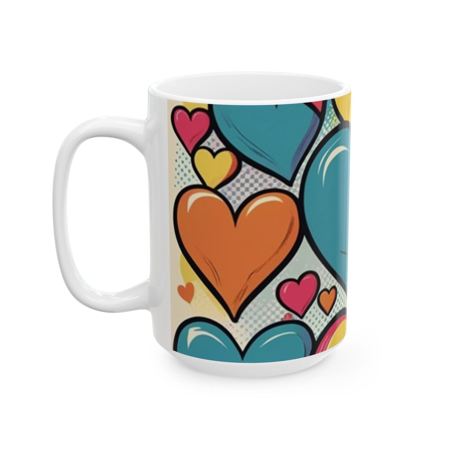 Comic Heart Design Ceramic Mug - Perfect for Valentine's Day, Gift Idea for Friends, Home Decor, Coffee Lover's Delight