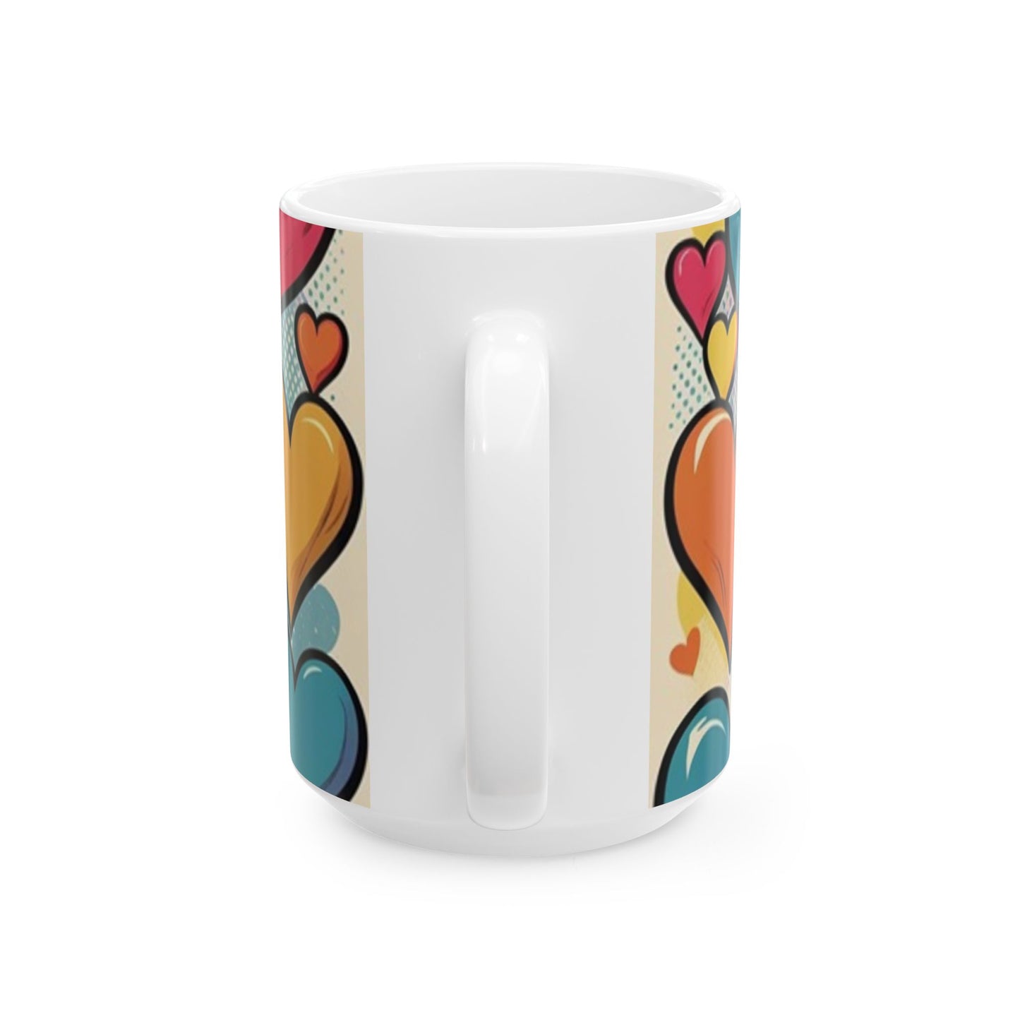 Comic Heart Design Ceramic Mug - Perfect for Valentine's Day, Gift Idea for Friends, Home Decor, Coffee Lover's Delight