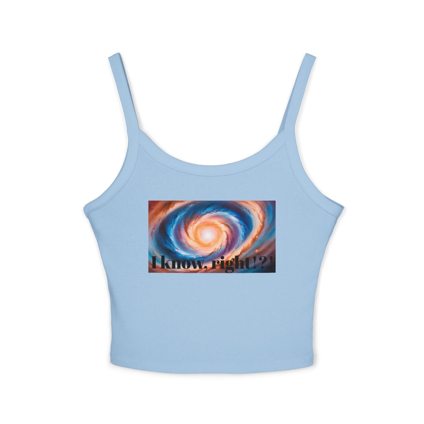 Galactic Vibes Women's Spaghetti Strap Tank Top, Casual Summer Wear, Fashionable Gift for Space Lovers, Perfect for Festivals, Lounge