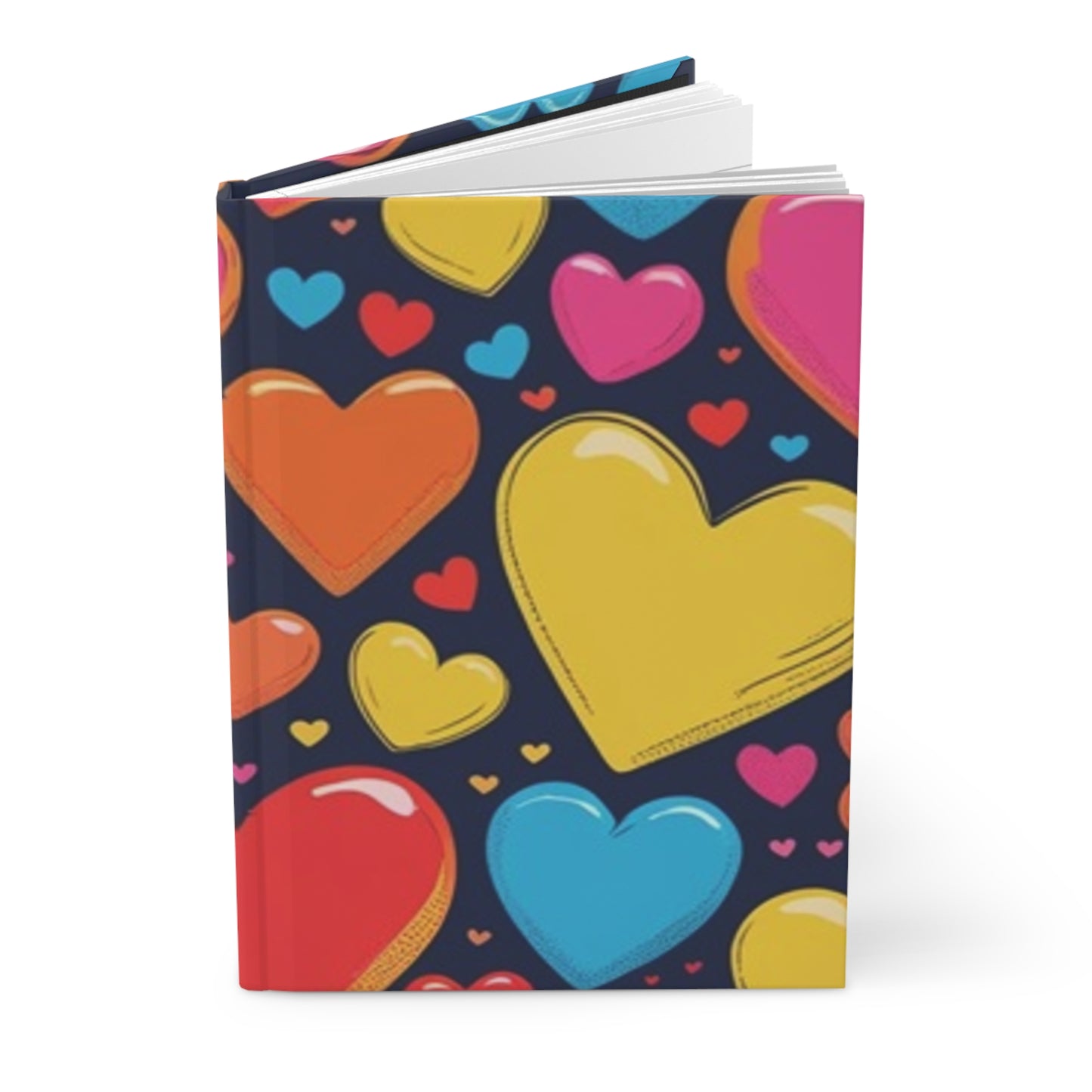 Large Heart Pattern Hardcover Journal - Cute Notebook for Writing, Gift for Teens, Valentine's, Art Journal, School Supplies
