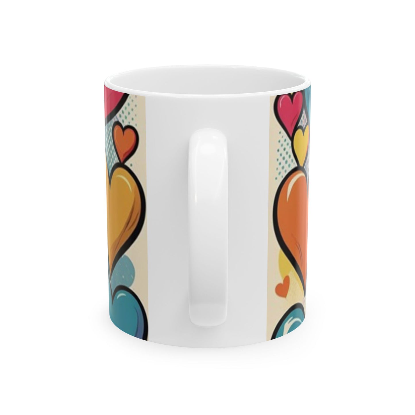 Comic Heart Design Ceramic Mug - Perfect for Valentine's Day, Gift Idea for Friends, Home Decor, Coffee Lover's Delight