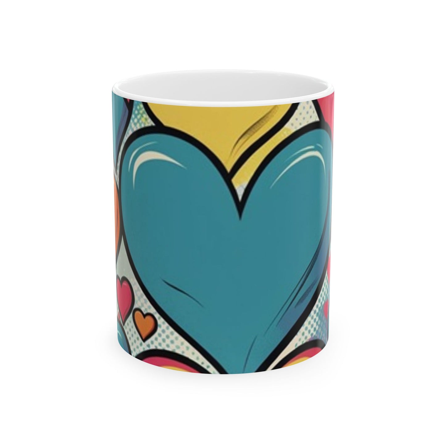 Comic Heart Design Ceramic Mug - Perfect for Valentine's Day, Gift Idea for Friends, Home Decor, Coffee Lover's Delight