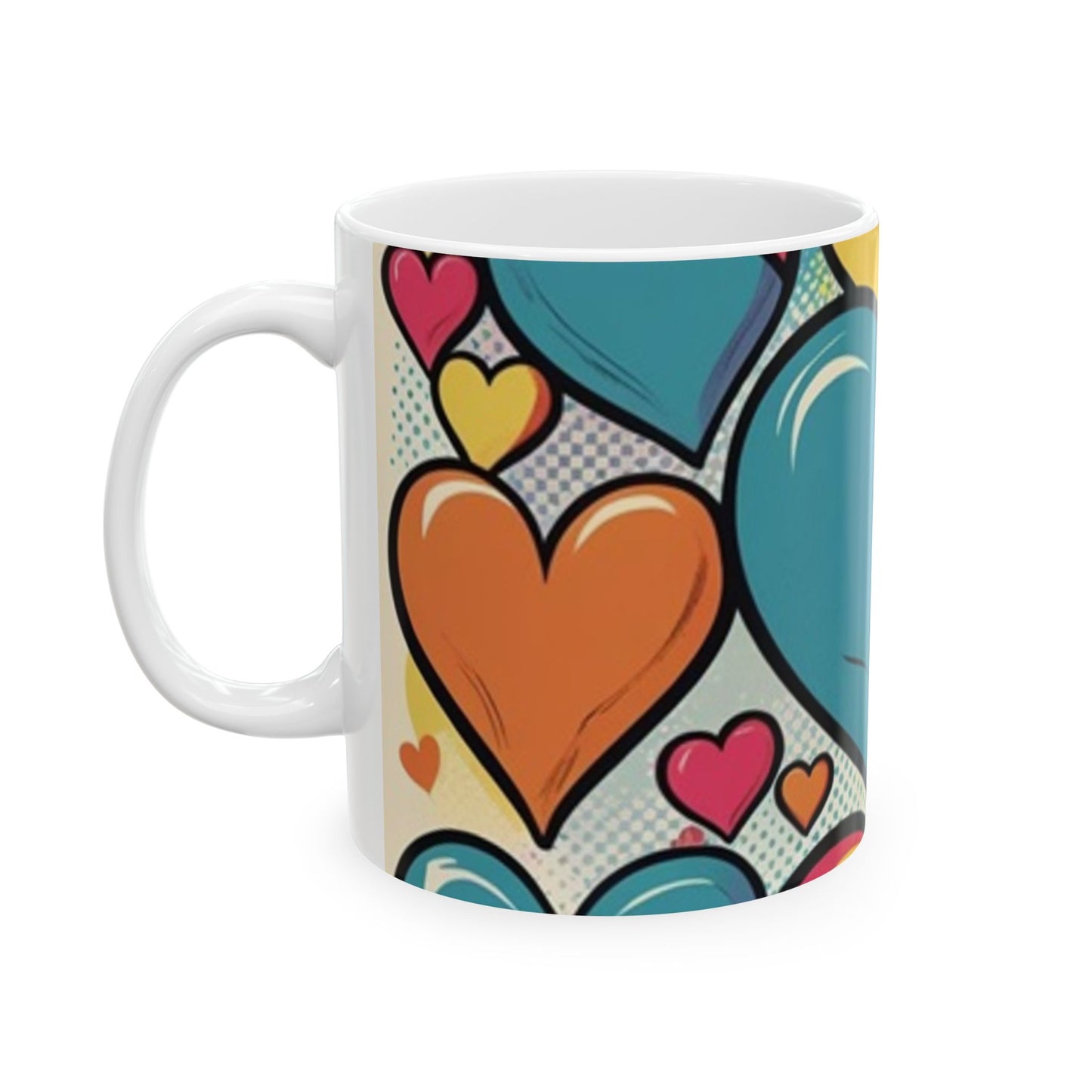 Comic Heart Design Ceramic Mug - Perfect for Valentine's Day, Gift Idea for Friends, Home Decor, Coffee Lover's Delight