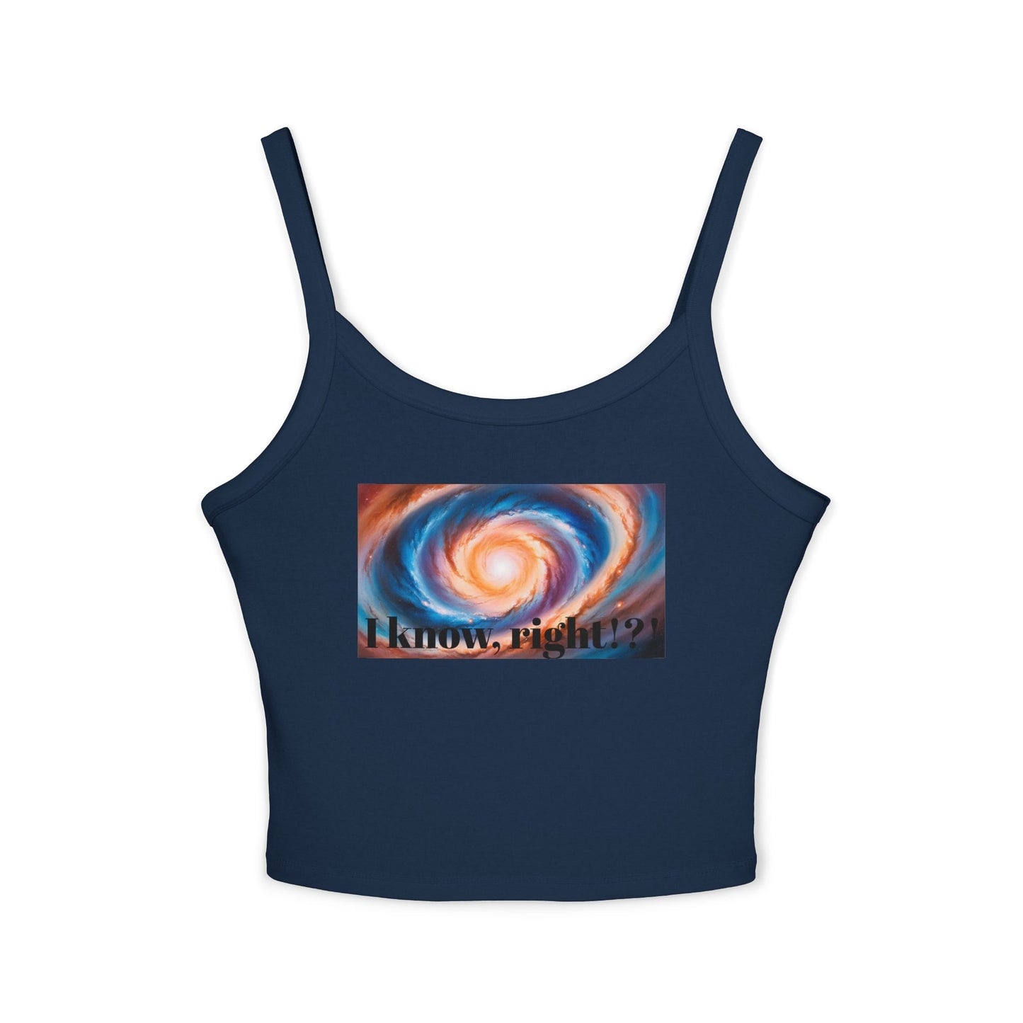 Galactic Vibes Women's Spaghetti Strap Tank Top, Casual Summer Wear, Fashionable Gift for Space Lovers, Perfect for Festivals, Lounge