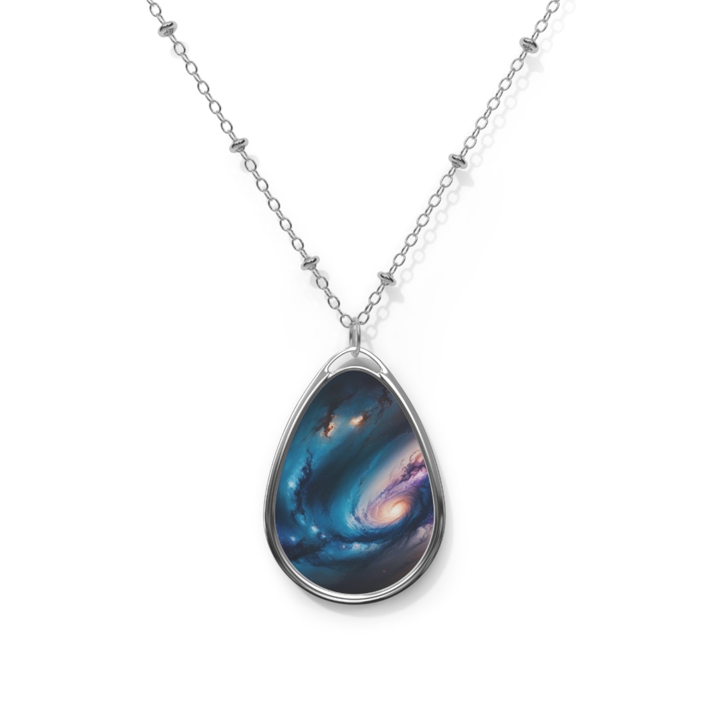 Galaxy-Inspired Oval Necklace for Cosmic Lovers | Dazzling Celestial Jewelry