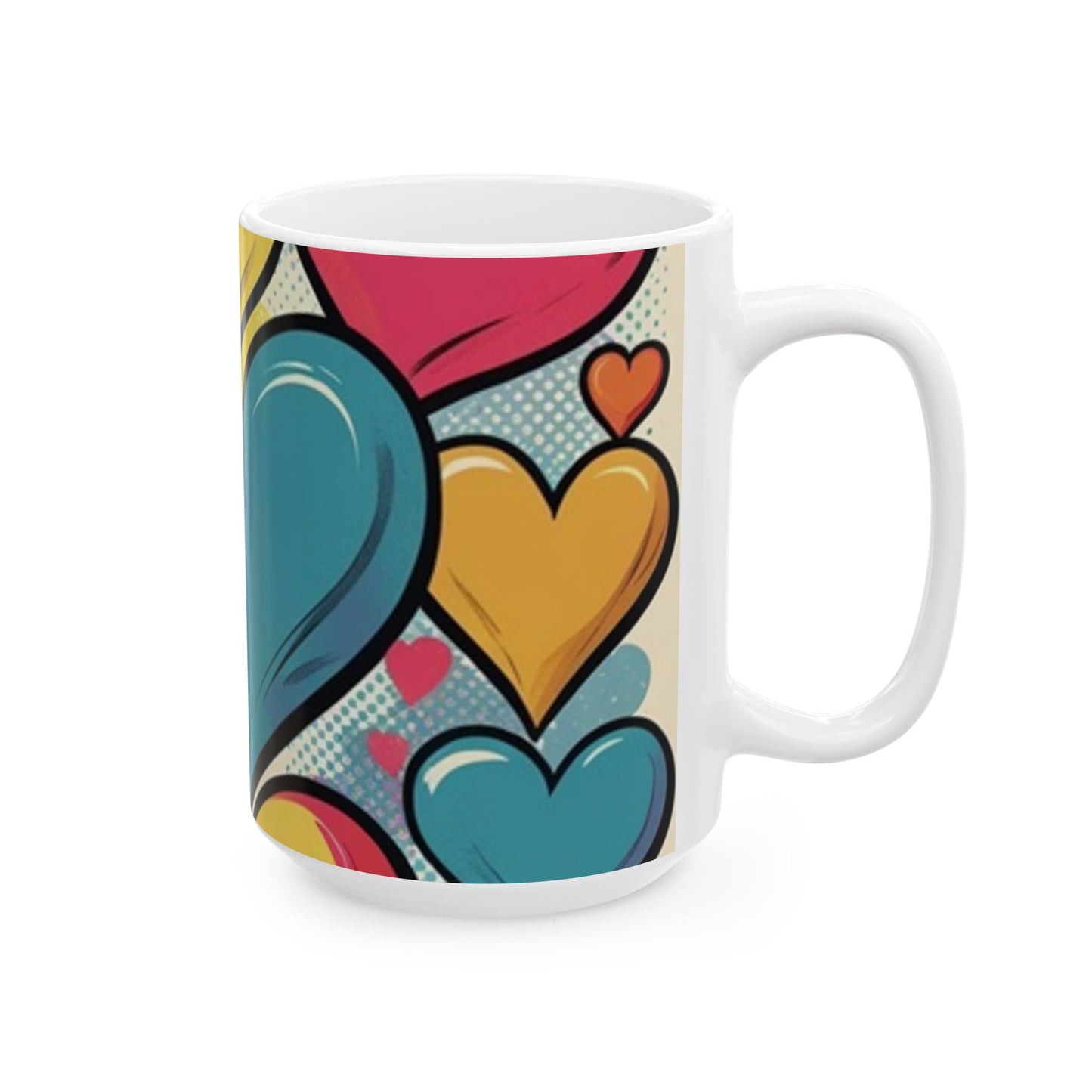 Comic Heart Design Ceramic Mug - Perfect for Valentine's Day, Gift Idea for Friends, Home Decor, Coffee Lover's Delight