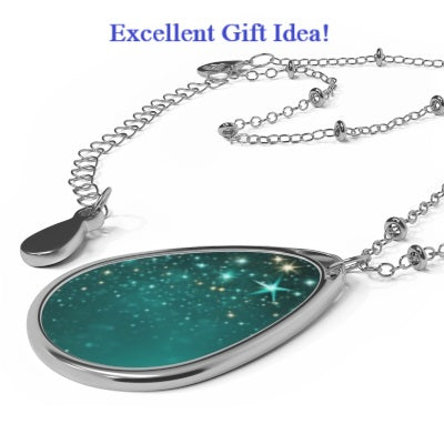 Starfilled Night Oval Necklace - Celestial Jewelry