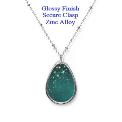 Starfilled Night Oval Necklace - Celestial Jewelry