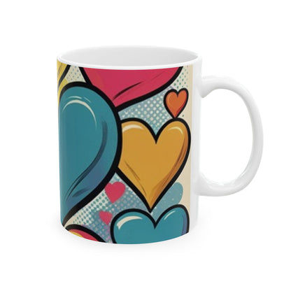 Comic Heart Design Ceramic Mug - Perfect for Valentine's Day, Gift Idea for Friends, Home Decor, Coffee Lover's Delight