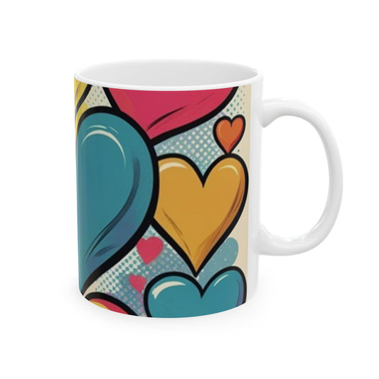 Comic Heart Design Ceramic Mug - Perfect for Valentine's Day, Gift Idea for Friends, Home Decor, Coffee Lover's Delight