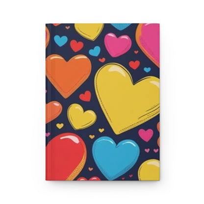 Large Heart Pattern Hardcover Journal - Cute Notebook for Writing, Gift for Teens, Valentine's, Art Journal, School Supplies