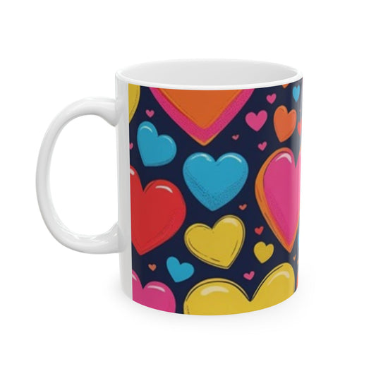 Cartoon Heart Design Ceramic Mug - Perfect for Valentine's Day, Gift Idea for Friends, Home Decor, Coffee Lover's Delight