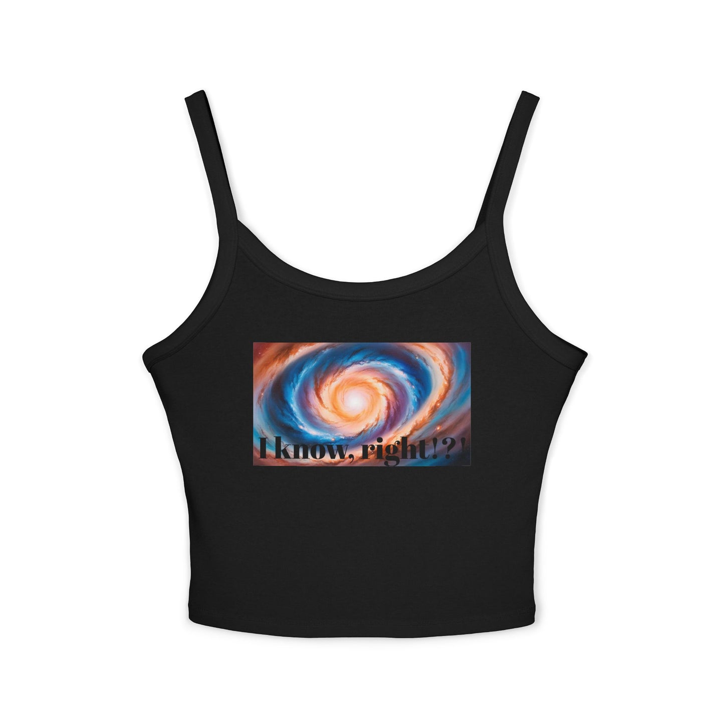 Galactic Vibes Women's Spaghetti Strap Tank Top, Casual Summer Wear, Fashionable Gift for Space Lovers, Perfect for Festivals, Lounge