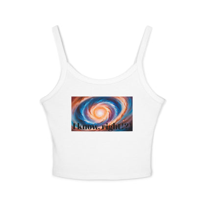 Galactic Vibes Women's Spaghetti Strap Tank Top, Casual Summer Wear, Fashionable Gift for Space Lovers, Perfect for Festivals, Lounge