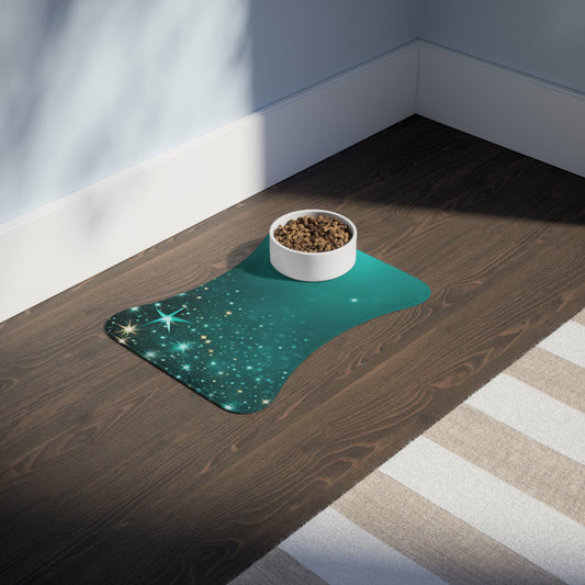 Starfilled Night Pet Feeding Mat - Non-Slip & Stylish Design for Dogs and Cats
