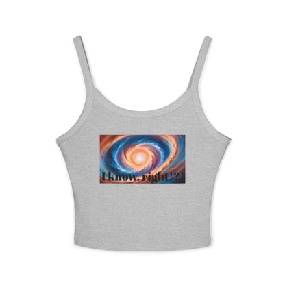Galactic Vibes Women's Spaghetti Strap Tank Top, Casual Summer Wear, Fashionable Gift for Space Lovers, Perfect for Festivals, Lounge