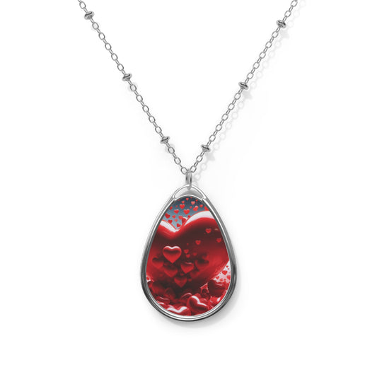 Cinematic Heart Oval Necklace, Unique Jewelry Gift for Her, Boho Charm, Friendship Gift, Everyday Wear, Valentine’s Day