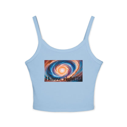 Galactic Vibes Women's Spaghetti Strap Tank Top, Casual Summer Wear, Fashionable Gift for Space Lovers, Perfect for Festivals, Lounge