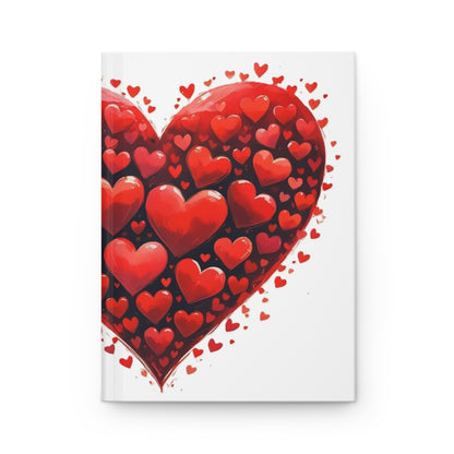 Big Heart Pattern Hardcover Journal - Cute Notebook for Writing, Gift for Teens, Valentine's, Art Journal, School Supplies