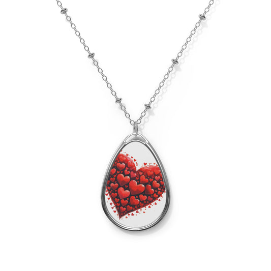 Big Heart Oval Necklace, Unique Jewelry Gift for Her, Boho Charm, Friendship Gift, Everyday Wear, Valentine’s Day