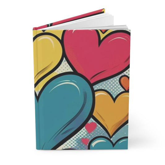 Love Hearts Pattern Hardcover Journal - Cute Notebook for Writing, Gift for Teens, Valentine's, Art Journal, School Supplies