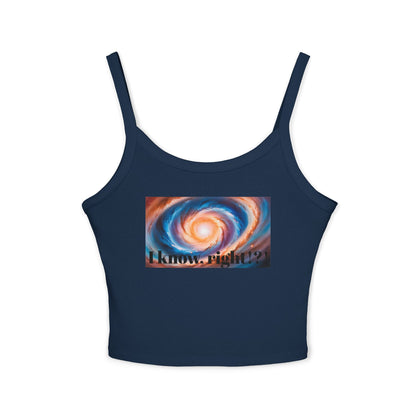 Galactic Vibes Women's Spaghetti Strap Tank Top, Casual Summer Wear, Fashionable Gift for Space Lovers, Perfect for Festivals, Lounge