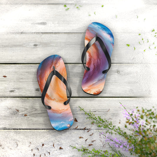 Cosmic Design Flip Flops - Summer Sandals for Beach, Vacation, Pool, Graphic Footwear, Unique Gift for Relaxation