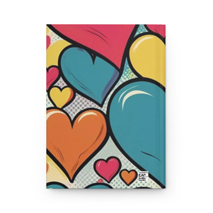 Love Hearts Pattern Hardcover Journal - Cute Notebook for Writing, Gift for Teens, Valentine's, Art Journal, School Supplies